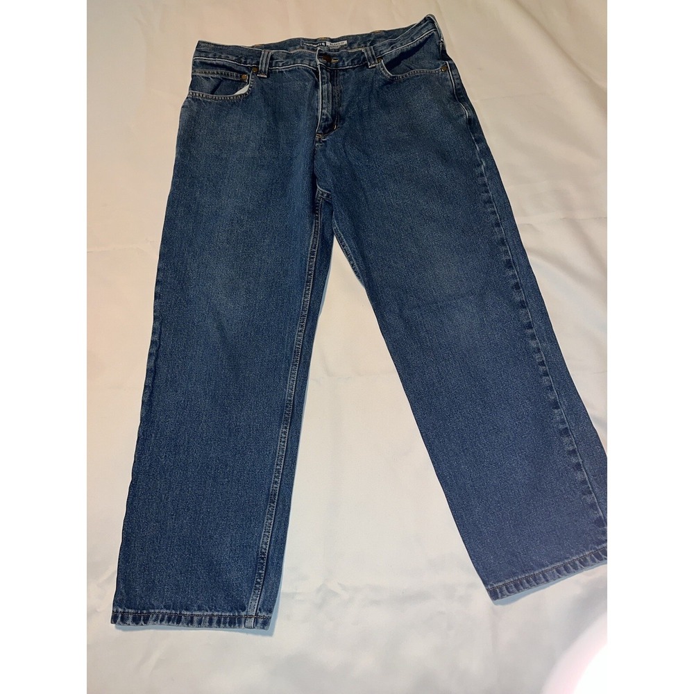 Carhartt Jeans Men's 36x30 Relaxed Fit Blue Denim Workwear Patched
